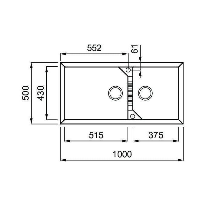 Elleci LGT49040 Tekno 490 Lavello Granitek 2 Vasche 100 cm Nero