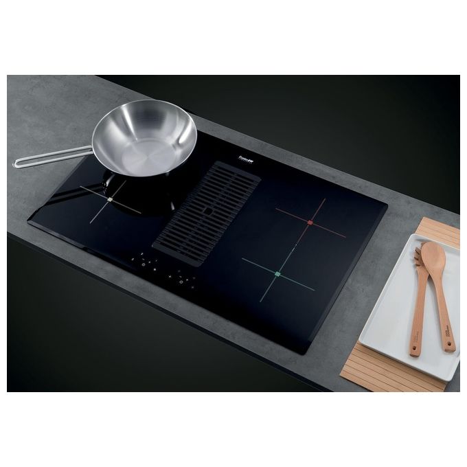 Foster 7391 245 Linea Milano Air Piano Cottura a Induzione con cappa aspirante integrata 4 Zone Touch control 86 cm Nero