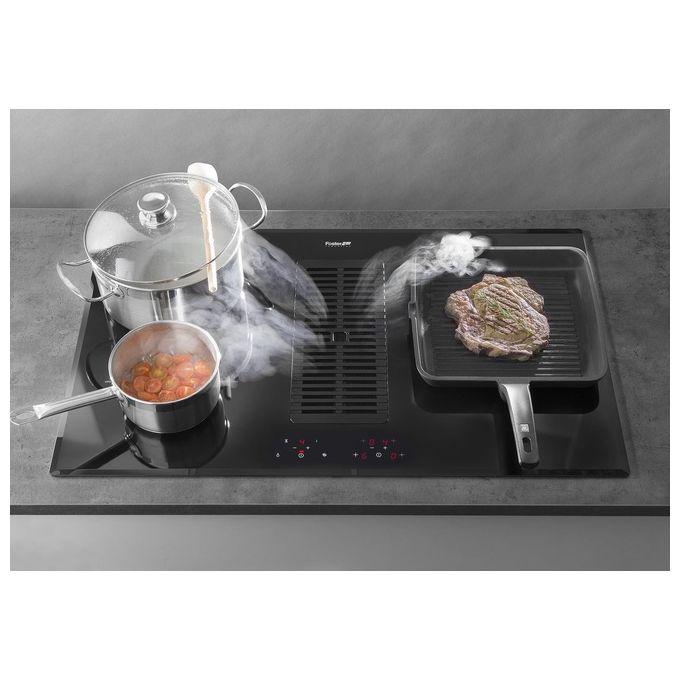 Foster 7391 245 Linea Milano Air Piano Cottura a Induzione con cappa aspirante integrata 4 Zone Touch control 86 cm Nero