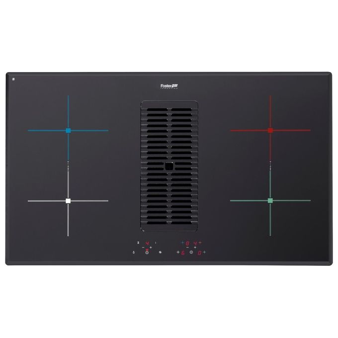Foster 7391 245 Linea Milano Air Piano Cottura a Induzione con cappa aspirante integrata 4 Zone Touch control 86 cm Nero