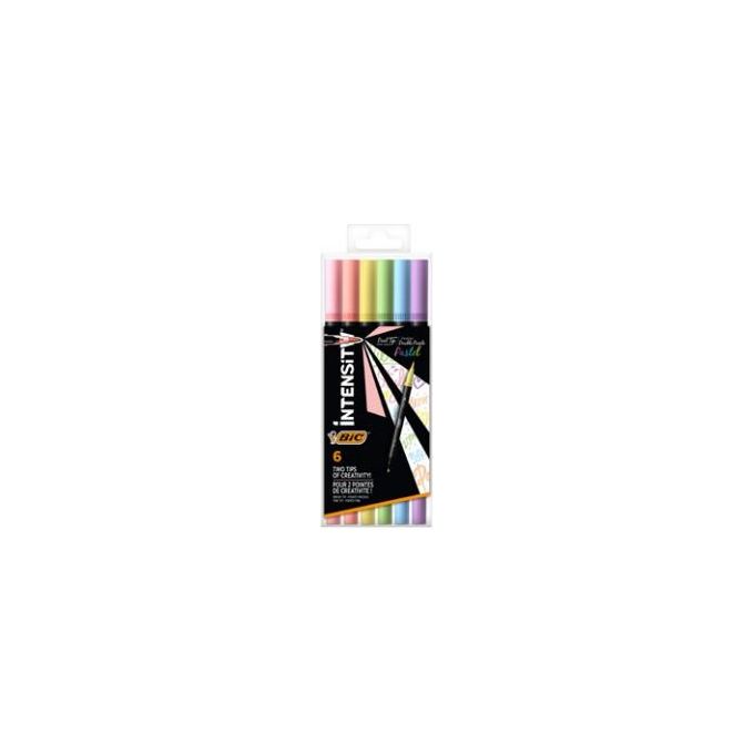 Bic Confezione 6 Pennar Dual Tip-Pennell Pastel