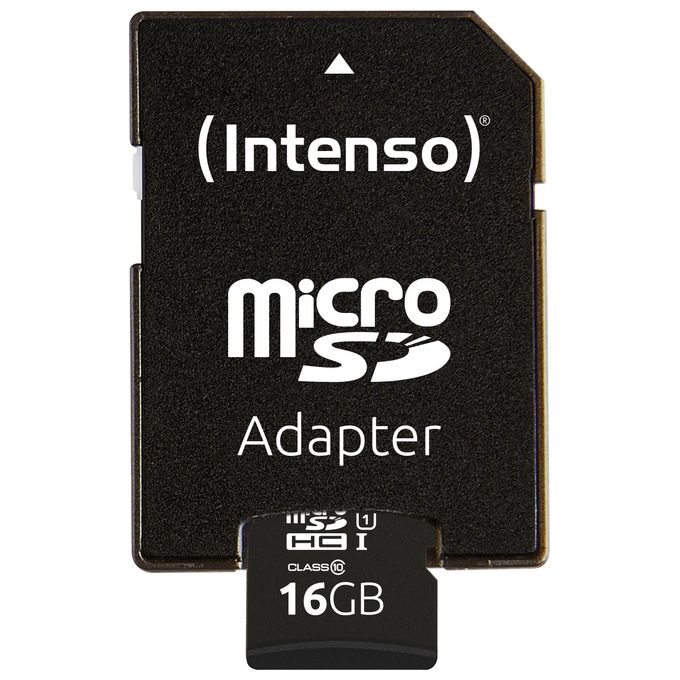 Intenso MicroSDHC 16Gb con Adattatore 16Gb Uhs Classe 10