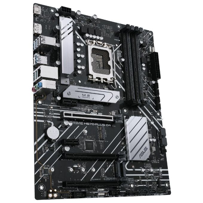 ASUS PRIME H670-PLUS D4 Scheda Madre ATX, Intel H670, LGA1700, DDR4, PCI 4.0, Realtek 2.5Gb Ethernet, Realtek 7.1 Surround, 3xM.2, 4xSATA 6GB-s, USB 3.2 Gen 2, Armoury Crate, Nero