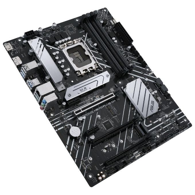 ASUS PRIME H670-PLUS D4 Scheda Madre ATX, Intel H670, LGA1700, DDR4, PCI 4.0, Realtek 2.5Gb Ethernet, Realtek 7.1 Surround, 3xM.2, 4xSATA 6GB-s, USB 3.2 Gen 2, Armoury Crate, Nero