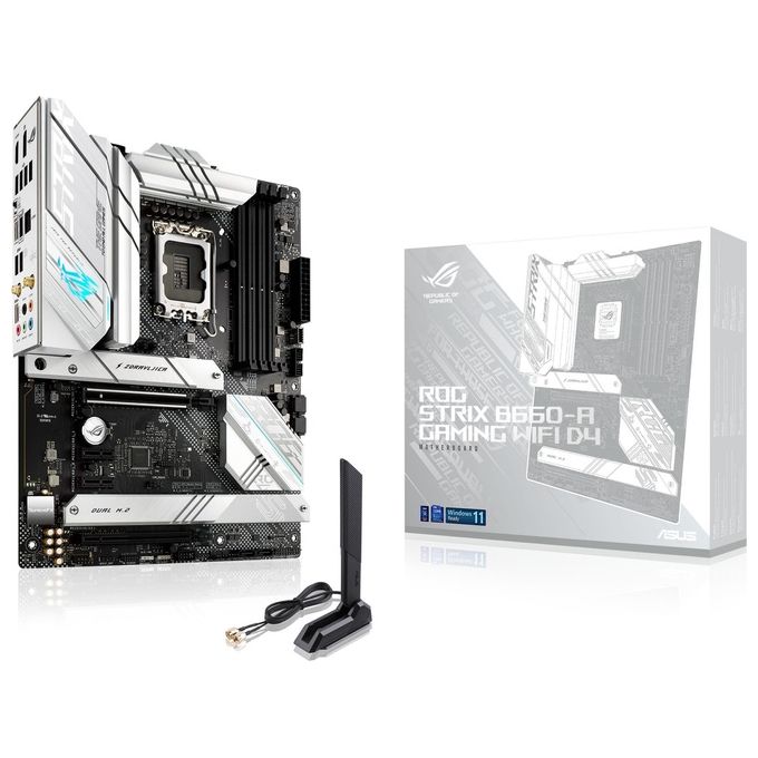 ASUS ROG Strix B660-A Gaming WiFi D4 Scheda Madre ATX, Intel B660, LGA1700, DDR4, PCI 5.0, LAN Intel 2.5Gb, WiFi 6, ROG SupremeFX 7.1 Surround, 3xM.2, 4xSATA 6GB-s, USB 3.2 Gen 2x2, Nero