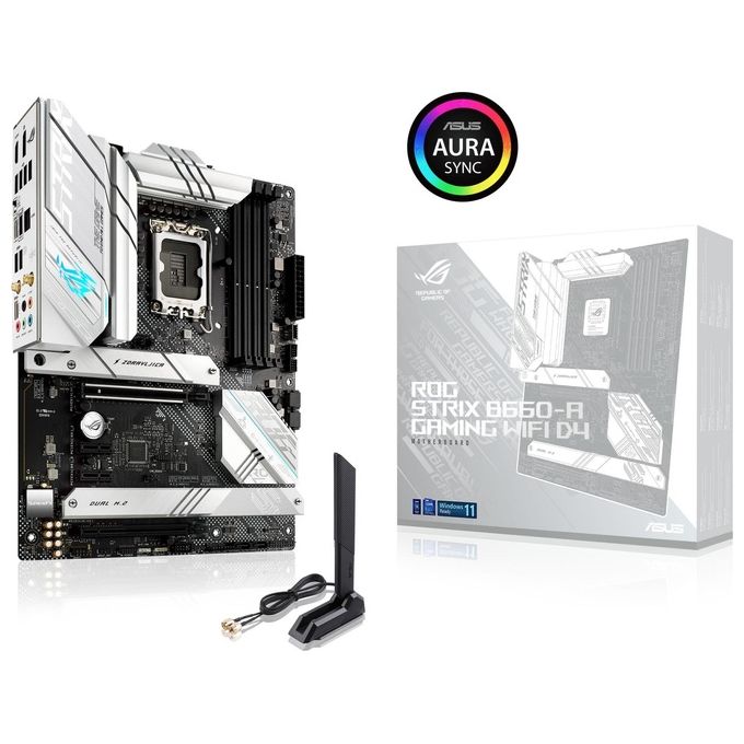 ASUS ROG Strix B660-A Gaming WiFi D4 Scheda Madre ATX, Intel B660, LGA1700, DDR4, PCI 5.0, LAN Intel 2.5Gb, WiFi 6, ROG SupremeFX 7.1 Surround, 3xM.2, 4xSATA 6GB-s, USB 3.2 Gen 2x2, Nero