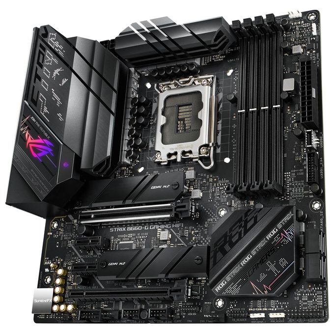 ASUS ROG Strix B660-G Gaming Wifi Scheda Madre mATX, Intel B660, LGA1700, DDR5, PCI 5.0, LAN Intel 2.5Gb, WiFi 6, ROG SupremeFX 7.1 Surround, 2xM.2, 4xSATA 6GB-s, USB 3.2 Gen 2x2, Nero