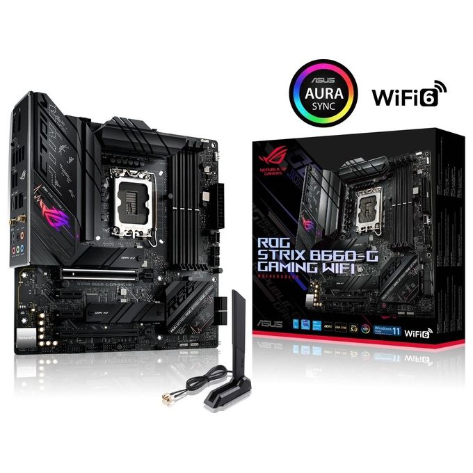 ASUS ROG Strix B660-G Gaming Wifi Scheda Madre mATX, Intel B660, LGA1700, DDR5, PCI 5.0, LAN Intel 2.5Gb, WiFi 6, ROG SupremeFX 7.1 Surround, 2xM.2, 4xSATA 6GB-s, USB 3.2 Gen 2x2, Nero