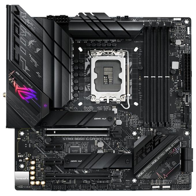 ASUS ROG Strix B660-G Gaming Wifi Scheda Madre mATX, Intel B660, LGA1700, DDR5, PCI 5.0, LAN Intel 2.5Gb, WiFi 6, ROG SupremeFX 7.1 Surround, 2xM.2, 4xSATA 6GB-s, USB 3.2 Gen 2x2, Nero