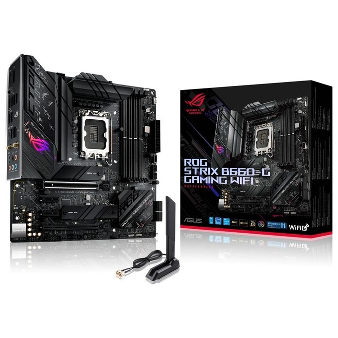 ASUS ROG Strix B660-G Gaming Wifi Scheda Madre mATX, Intel B660, LGA1700, DDR5, PCI 5.0, LAN Intel 2.5Gb, WiFi 6, ROG SupremeFX 7.1 Surround, 2xM.2, 4xSATA 6GB-s, USB 3.2 Gen 2x2, Nero