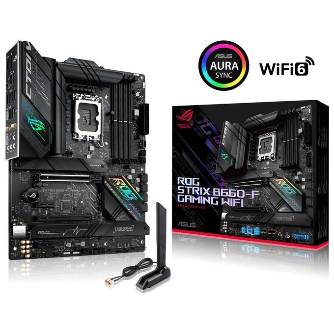 ASUS ROG Strix B660-F Gaming Wifi Scheda Madre ATX, Intel B660, LGA1700, DDR5, PCI 5.0, LAN Intel 2.5Gb, WiFi 6, ROG SupremeFX 7.1 Surround, 3xM.2, 4xSATA 6GB-s, USB 3.2 Gen 2x2, Nero