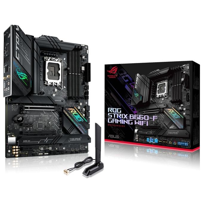 ASUS ROG Strix B660-F Gaming Wifi Scheda Madre ATX, Intel B660, LGA1700, DDR5, PCI 5.0, LAN Intel 2.5Gb, WiFi 6, ROG SupremeFX 7.1 Surround, 3xM.2, 4xSATA 6GB-s, USB 3.2 Gen 2x2, Nero