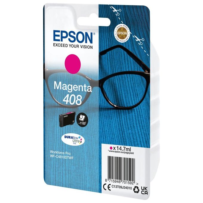 Epson C13T09J34010 408 Cartuccia d'inchiostro Inchiostro a base di pigmento Resa 1100 pagine colore Magenta