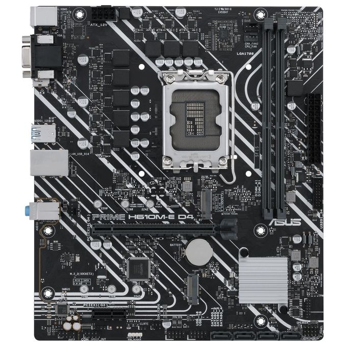 ASUS PRIME H610M-E D4 Scheda Madre mATX, Intel H610, LGA1700, DDR4, PCI 4.0, Realtek 1Gb Ethernet, Realtek 7.1 Surround, 2xM.2, 4xSATA 6GB-s, USB 3.2 Gen 1, Armoury Crate, Nero
