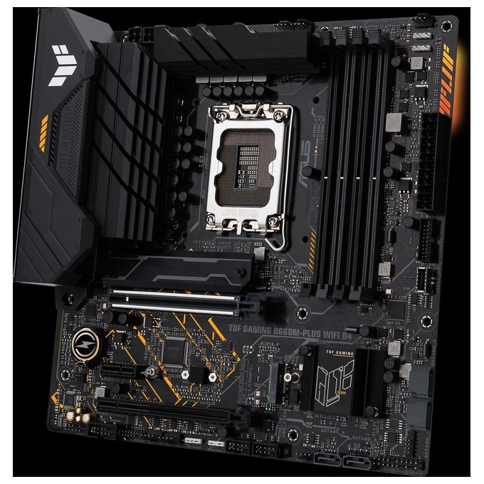ASUS TUF Gaming B660M-PLUS WiFi D4 Scheda Madre mATX, Intel B660, LGA1700, DDR4, PCI 5.0, LAN Realtek 2.5Gb, WiFi 6, Realtek 7.1 Surround, 2xM.2, 4xSATA 6GB-s, USB 3.2 Gen 2x2, Armoury Crate, Nero