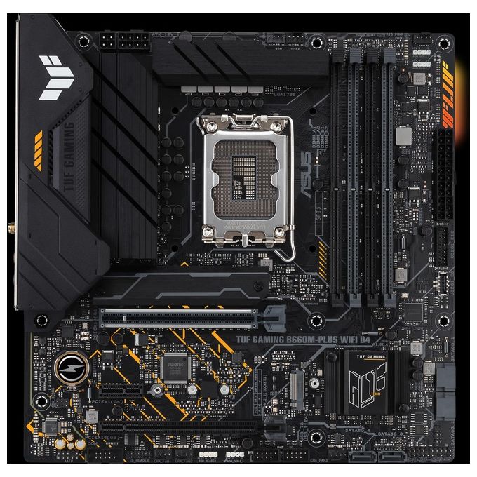 ASUS TUF Gaming B660M-PLUS WiFi D4 Scheda Madre mATX, Intel B660, LGA1700, DDR4, PCI 5.0, LAN Realtek 2.5Gb, WiFi 6, Realtek 7.1 Surround, 2xM.2, 4xSATA 6GB-s, USB 3.2 Gen 2x2, Armoury Crate, Nero