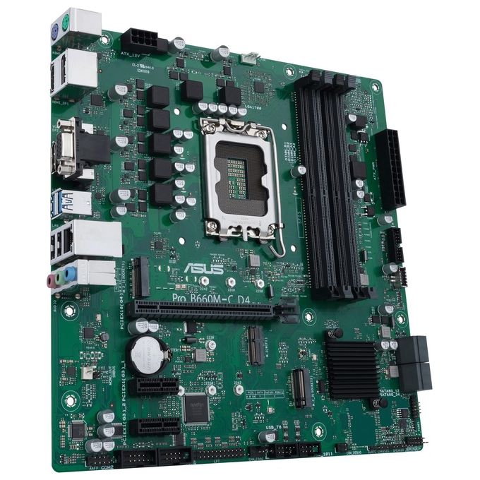 ASUS PRO B660M-C D4-CSM Scheda Madre mATX, Intel B660, LGA1700, DDR4, PCI 4.0, LAN Intel 1Gb, Realtek 7.1 Surround, 2xM.2, 4xSATA 6GB-s, USB 3.2 Gen 1, ASUS Control Center Express, Nero