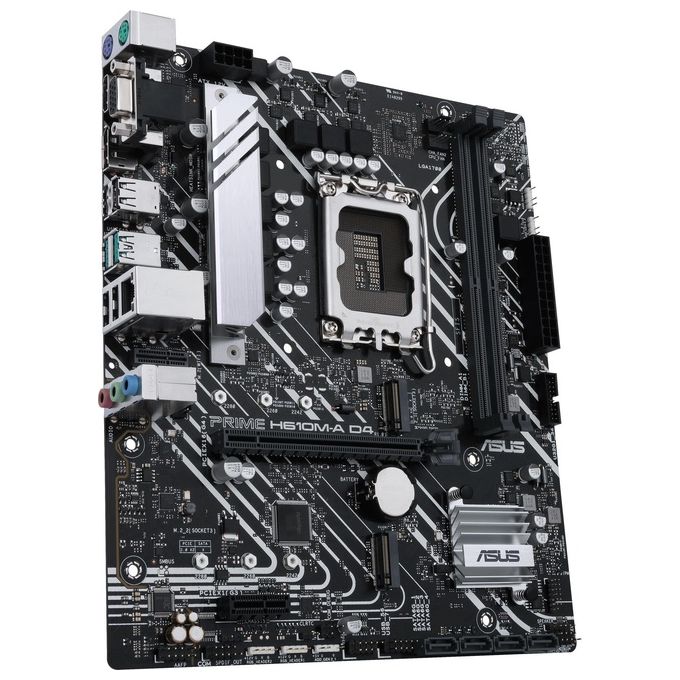 ASUS PRIME H610M-A D4 Scheda Madre mATX, Intel H610, LGA1700, DDR4, PCI 4.0, Intel 1Gb Ethernet, Realtek 7.1 Surround, 2xM.2, 4xSATA 6GB-s, USB 3.2 Gen 1, Armoury Crate, Nero