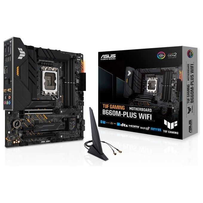 ASUS TUF Gaming B660M-PLUS WiFi Scheda Madre mATX, Intel B660, LGA1700, DDR5, PCIe 5.0, LAN Realtek 2.5Gb, WiFi 6, Realtek 7.1 Surround, 2xM.2, 4xSATA 6GB-s, USB 3.2 Gen 2x2, Armoury Crate, Nero