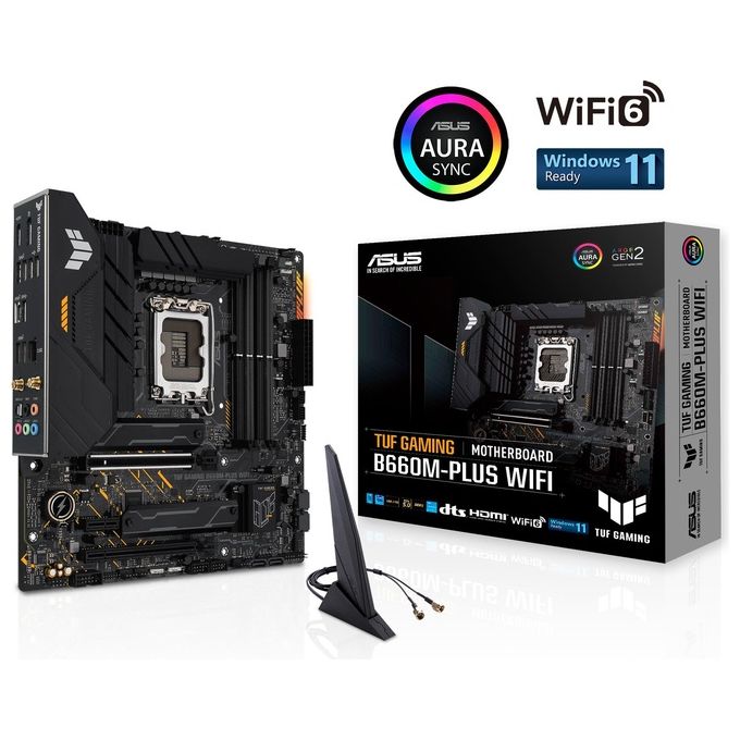 ASUS TUF Gaming B660M-PLUS WiFi Scheda Madre mATX, Intel B660, LGA1700, DDR5, PCIe 5.0, LAN Realtek 2.5Gb, WiFi 6, Realtek 7.1 Surround, 2xM.2, 4xSATA 6GB-s, USB 3.2 Gen 2x2, Armoury Crate, Nero