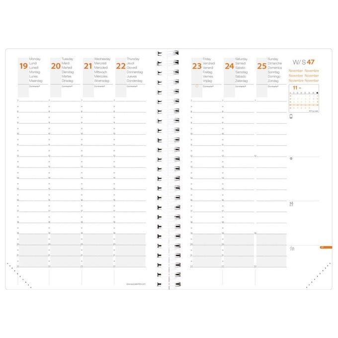 Quo Vadis Agenda TimeandLife Pocket Multilingua Anno 2022 Blu Cangiante Formato 10x15cm Settimanale 13 Mesi Dicembre-Dicembre Carta Bianca con Spirale Copertina Amovibile Sintetico Cassandra