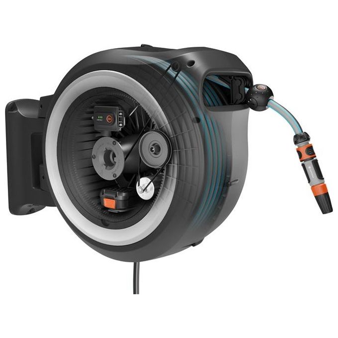 Gardena Avvolgitubo a Parete Batteria Powerroll Xl 18v Set Bianco 35mt