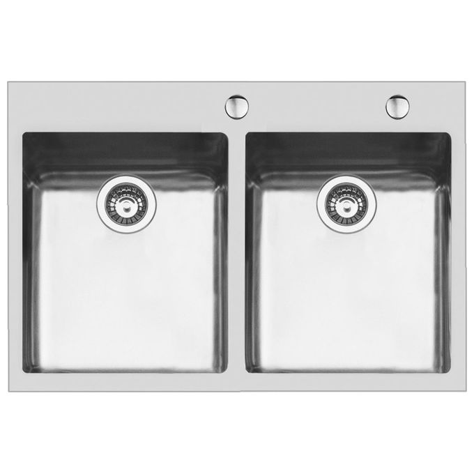 Foster 2269 050 KE Q4 Filotop Lavello Acciaio Inox Spazzolato da incasso Filotop 2 Vasche 77x52cm