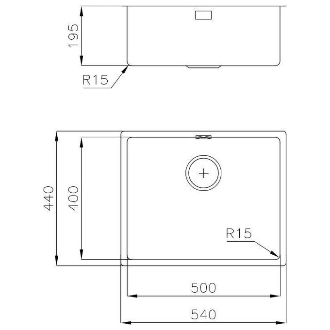 Foster 2155 050 KE Filotop Lavello Acciaio Inox Spazzolato da Incasso 1 Vasca 54x44cm