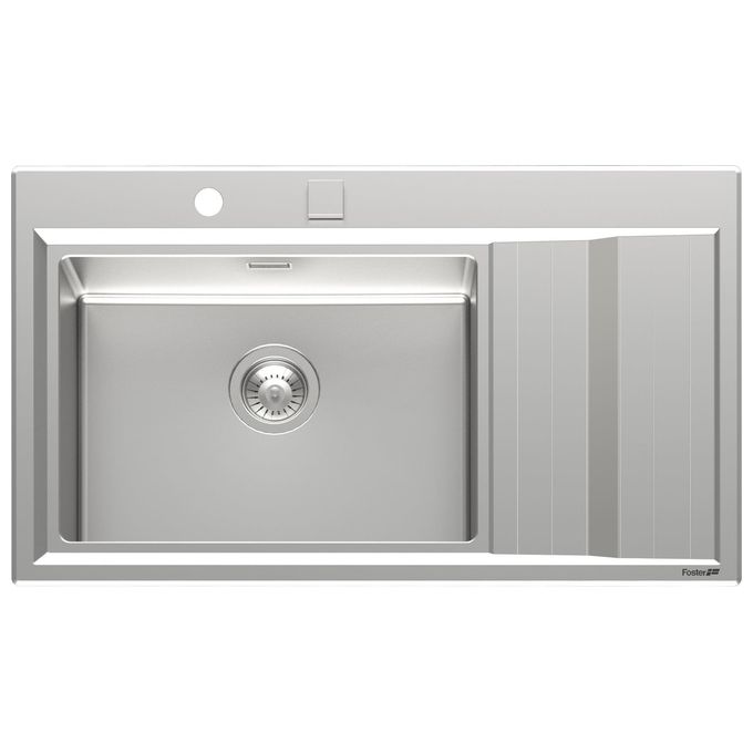 Foster 4500 051 Stripe Lavello Acciaio inox Spazzolato da incasso Semifilo Gocciolatoio a Sinistra 1 Vasca 87,3x51,3cm
