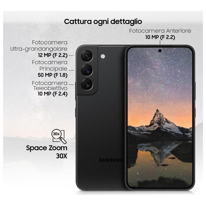 Samsung Galaxy S22 5G 8Gb 256Gb 6.1'' Amoled 120Hz Dual Sim Phantom Black Italia