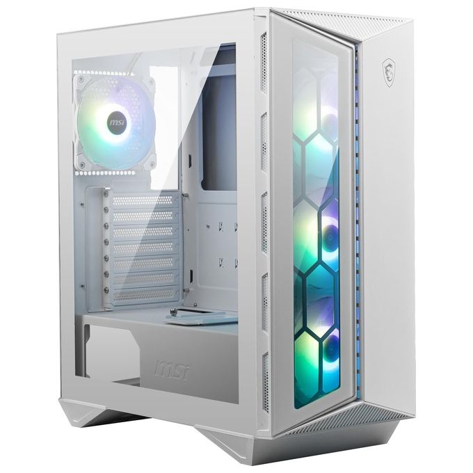 MSI MPG GUNGNIR 110R - Case PC Mid Tower, 4 ventole ARGB da 120 mm, scheda di controllo ARGB da 1 a 6, USB Type-C, vetro temperato, MSI Center, ATX, MATX, mini-ITX