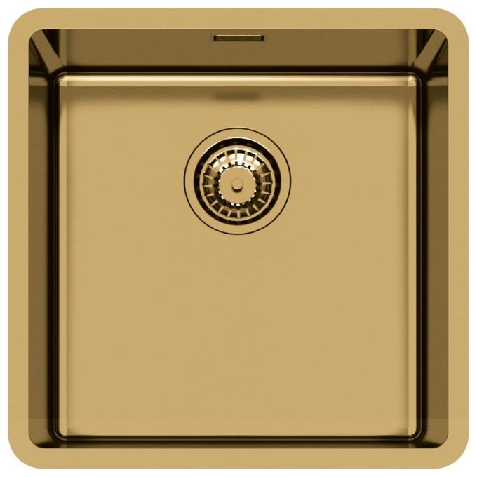 Foster 2156 859 KE Gold Lavello Acciaio inox Spazzolato da incasso Sottotop 1 Vasca Oro 40x40cm