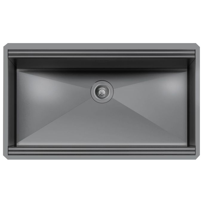 Foster 1034 856 Milanello Workstation Lavello Acciaio inox in Gun Metal finitura da incasso Sottotop 1 Vasca 79x46,6cm