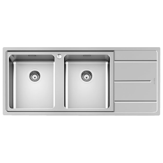Foster 3212 052 Standard EVO Lavello Acciaio Inox Spazzolato da incasso Gocciolatoio a Destra 2 Vasche 116x50cm