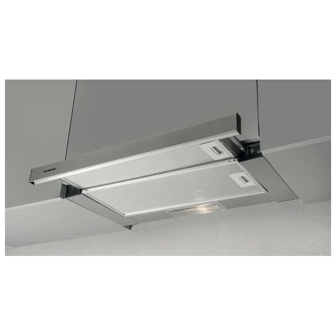 Silverline 1390.6.733.03 Cappa ad Incasso Aspirante Classe energetica D Sottopensile Frontalino Estraibile 2 Velocita' Portata 253 m³-h 60cm Acciaio Inox