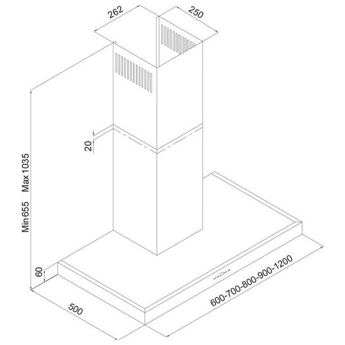 Silverline 3170.2.733.01 Cappa a Parete Aspirante Classe energetica C 3 Velocita' Portata 564 m3-h 120cm Inox