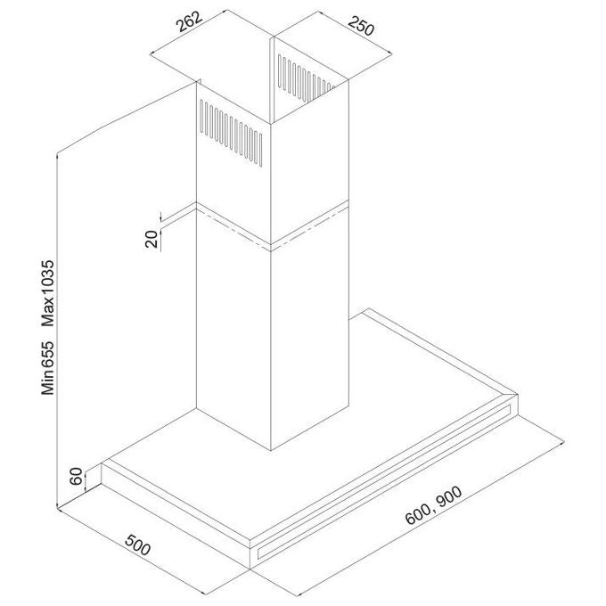 Silverline 3173.9.733.03 Cappa a Parete 90cm Inox Capacita' 593m3 3 Velocita'