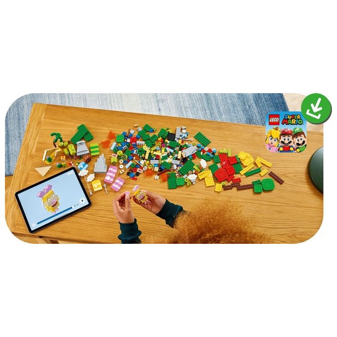LEGO 71418 Super Mario Toolbox Creativa 588 pezzi con personaggi Wendy Yoshi Blu Goomba e elementi per livelli erbosi desertici lavici colore Multicolore