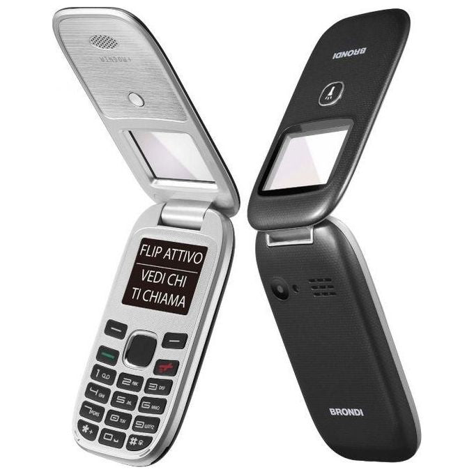 Brondi Window Telefono Cellulare con Apertura a Conchiglia e Flip Attivo Dual Sim 1.77'' Nero