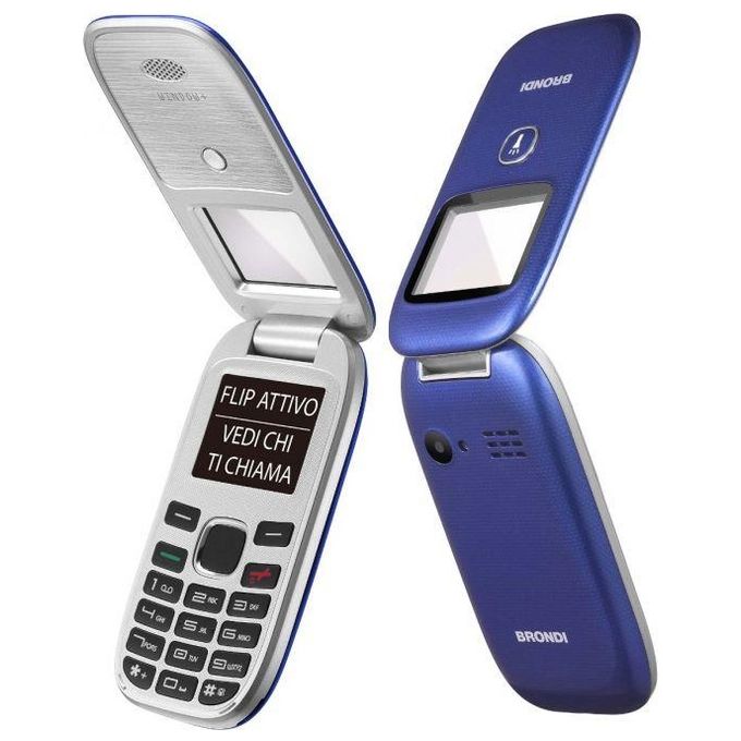 Brondi Window Telefono Cellulare con Apertura a Conchiglia e Flip Attivo Dual Sim 1.77'' Blu