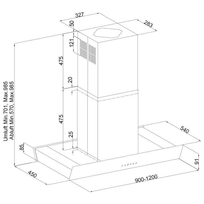 Silverline 4207.9.733.01 Cappa ad Isola 738m³-h 90cm