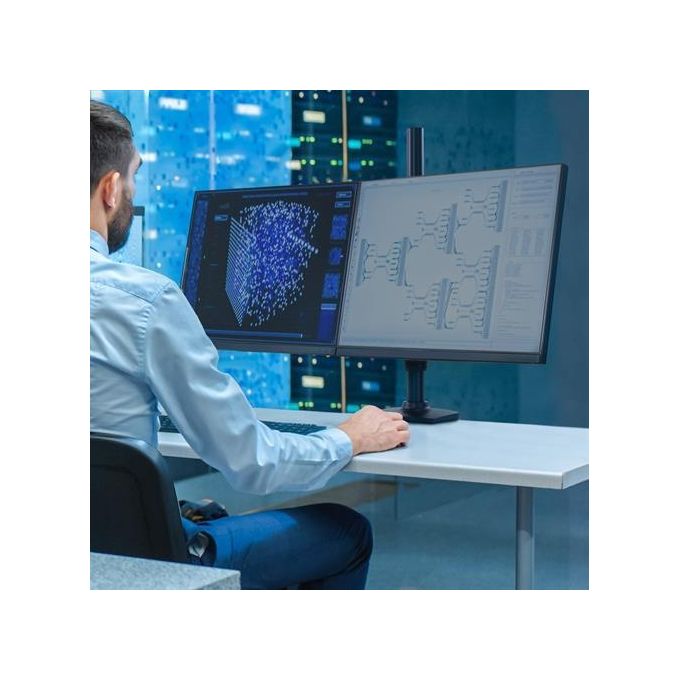 Ergotron Lx Kit Montaggio Perno Verticale Alto Braccio a Doppio Impilamento Per 2 Display Lcd Nero Opaco Dimensione Schermo: Fino a 40'' Montabile Su Desk