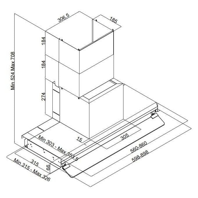Silverline 3129 INSIDE 1 Cappa ad incasso cm 90 acciaio Classe C inox