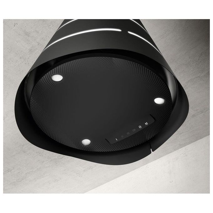Elica PRF0171193 Cappa a Isola Sospesa Wave BL-F-51 Classe energetica A 3 Velocita' + Intensivo Filtrante Portata 610 m³-h 50cm Acciaio inox Nero effetto soft touch