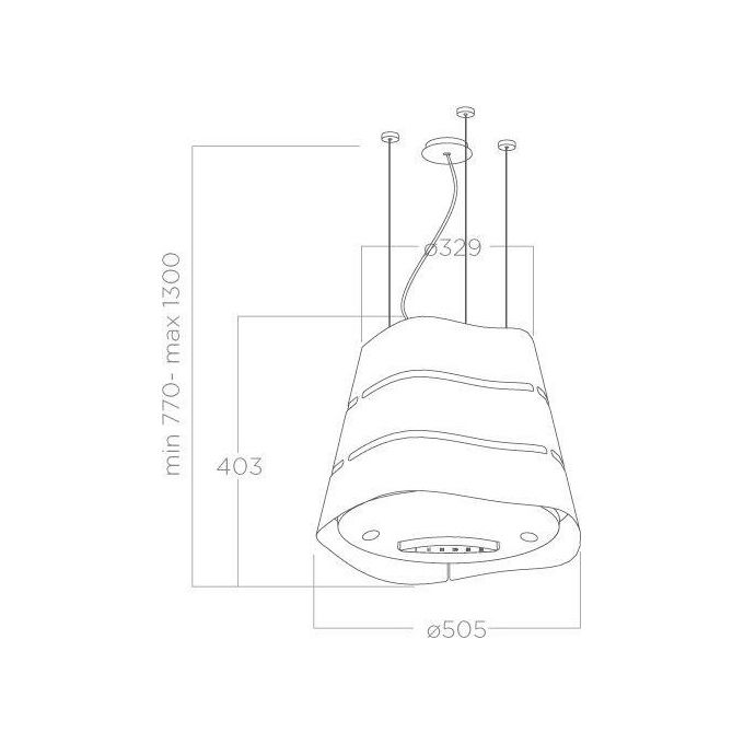 Elica PRF0171193 Cappa a Isola Sospesa Wave BL-F-51 Classe energetica A 3 Velocita' + Intensivo Filtrante Portata 610 m³-h 50cm Acciaio inox Nero effetto soft touch
