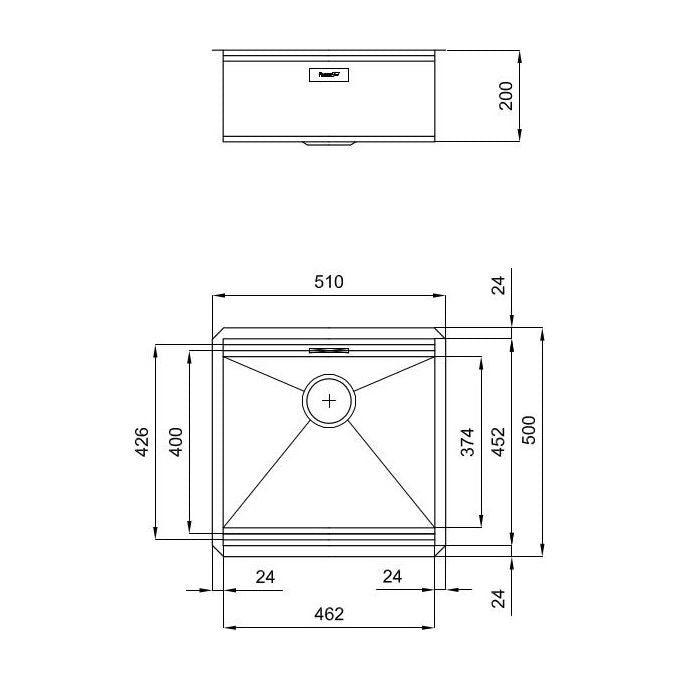 Foster 1013 850 Milano Lavello Acciaio inox Spazzolato da incasso Sottotop 1 Vasca 51x50cm