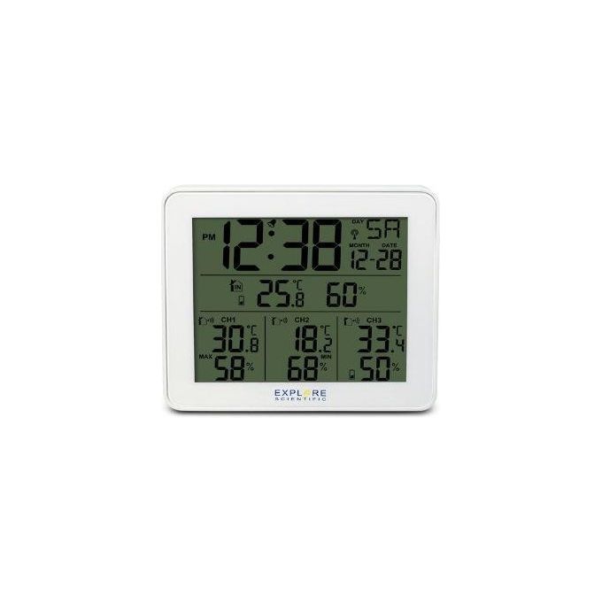 Explorer Scientific Stazione Meteo Radio-Controllata con Allarme 3 Sensori Bianco