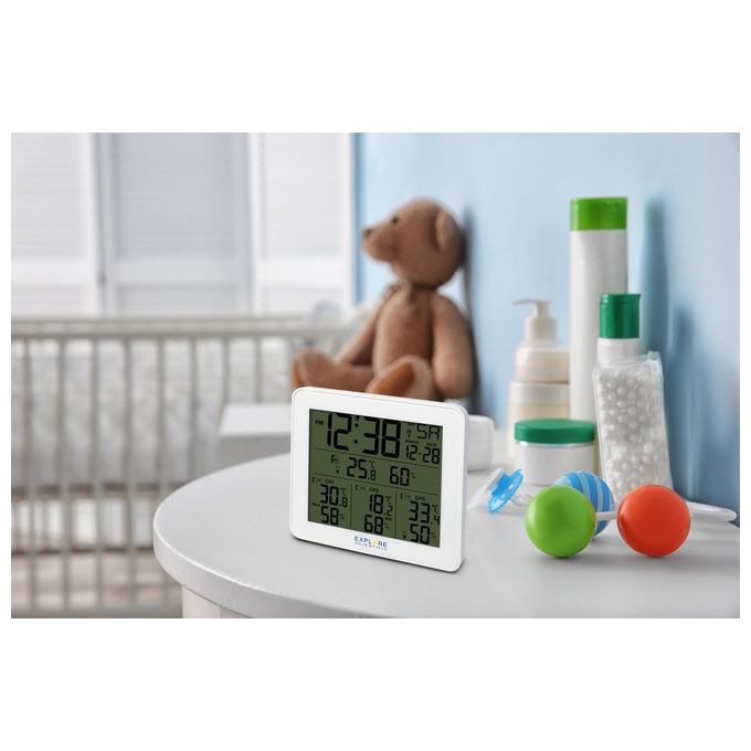 Explorer Scientific Stazione Meteo Radio-Controllata con Allarme 3 Sensori Bianco