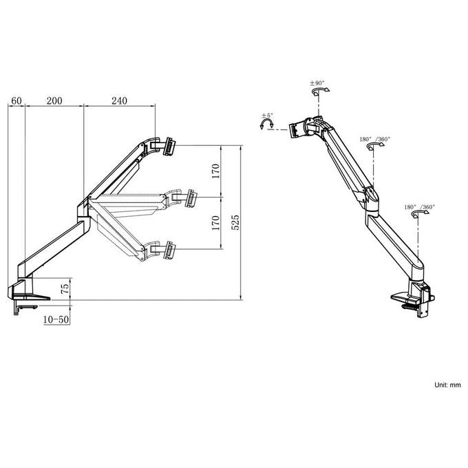 Nilox MB3144 Braccio a Gas 3 Snodi Mac24