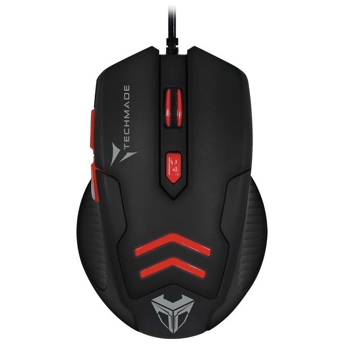 Techmade Kit Mouse Usb con Tappetino Gaming Rosso
